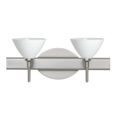 Besa Lighting Domi Vanity, White, Satin Nickel Finish, 2x5W LED 2SW-174307-LED-SN